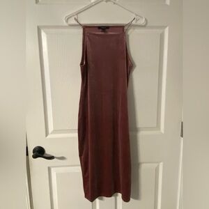 T31a- FOREVER 21 Blush Pink Velvet Midi Dress
